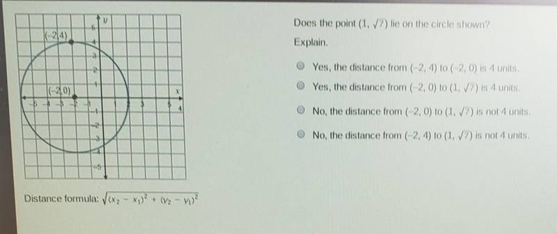 Does the point (1/7) lie on the circle shown?​-example-1