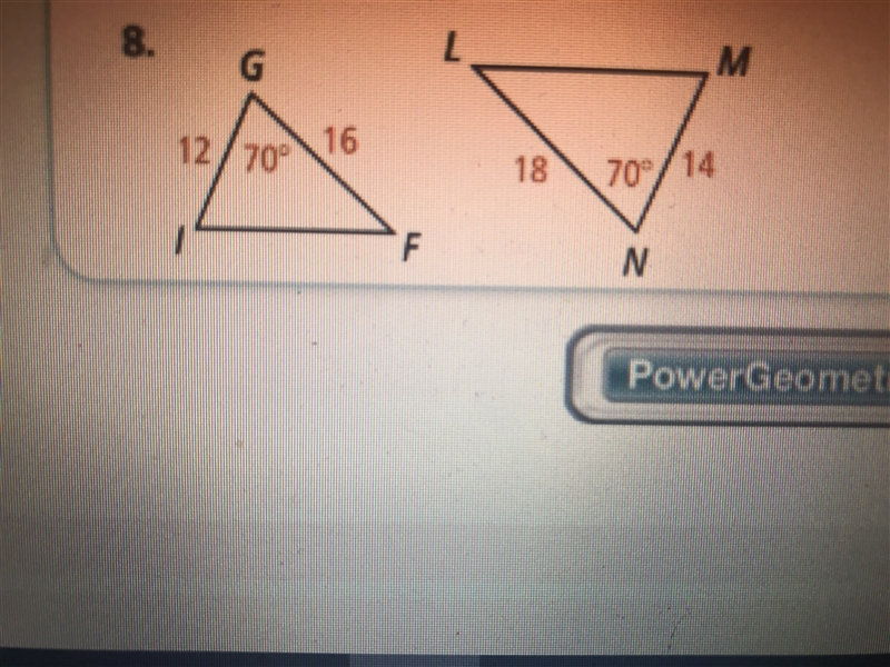 Determine whether the triangles are similar. If so, write a similarity statement and-example-1