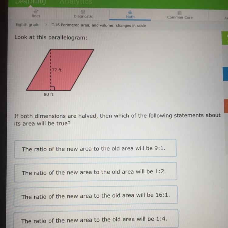 Which of the following statements about its area will be true?please help ASAP-example-1