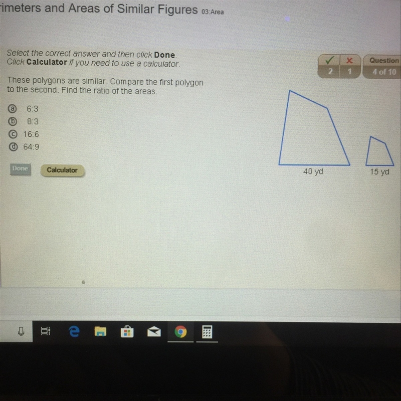 These polygons are similar. Compare the first polygon to the second. Find the ratio-example-1