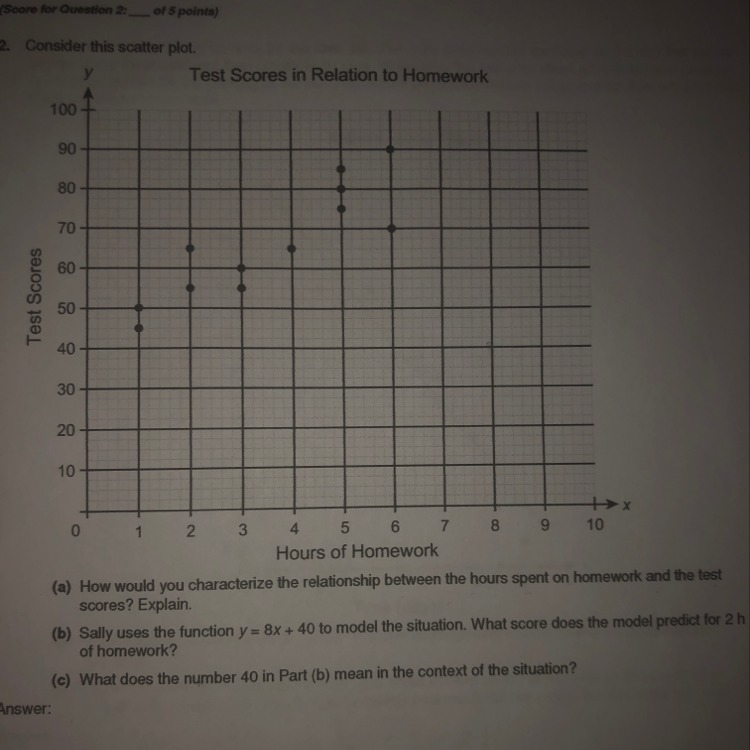 Consider this scatter plot. (A) How would you characterize the relationship between-example-1