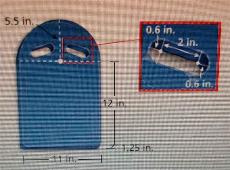 A foam kickboard to use for swimming has two identical hand grips. a. Find the volume-example-1