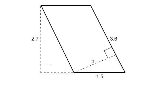 Find the height h of the parallelogram. A)1.75 units B)1.5 units C)1.175 units D)1.125 units-example-1