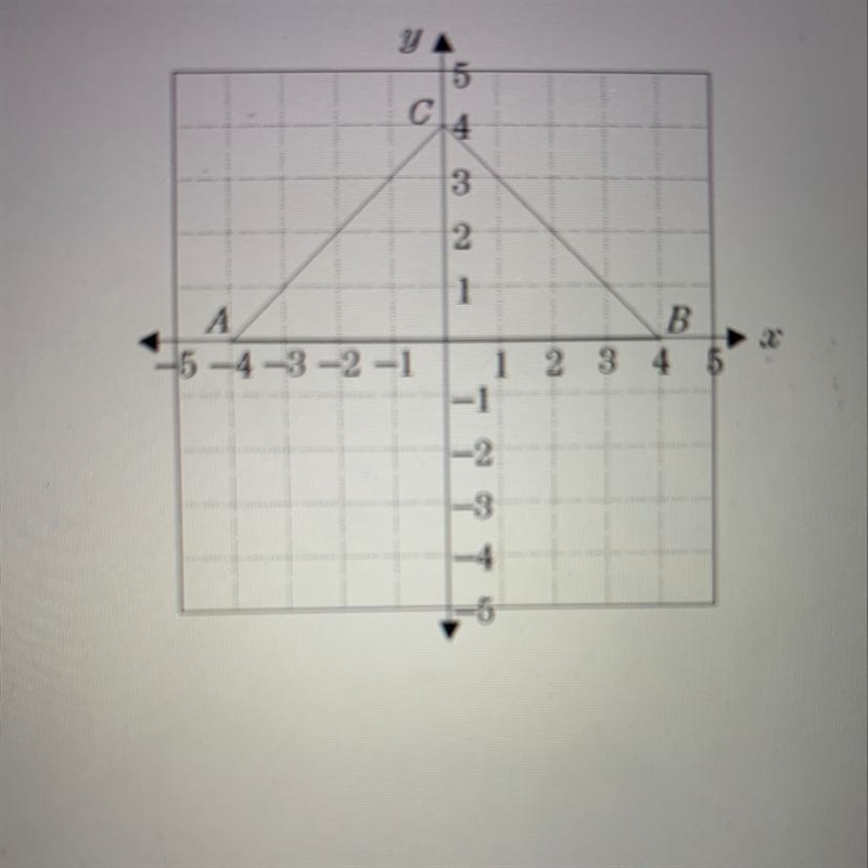 In the accompanying diagram, isosceles triangle ABC has coordinates A(-4,0), B(4,0), C-example-1