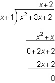 What is the quotient of the following division problem? A. x + 2 B. x + 1 C. x2 + 3x-example-1