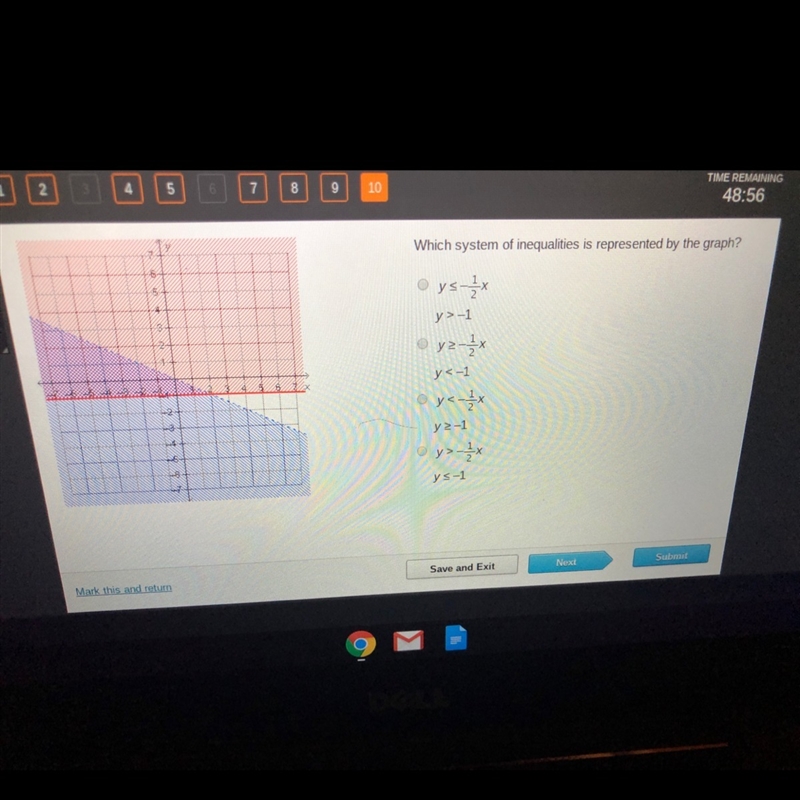 Which system of inequalities is represented by the graph?-example-1