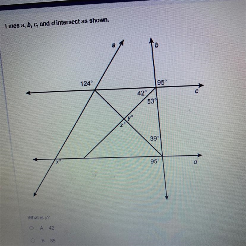 What is y? A.42 B.85 C.88 D.95-example-1