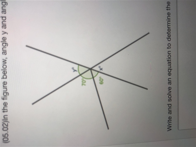 In the figure below angle y and angle x form vertical angles.Angle y forms a straight-example-1