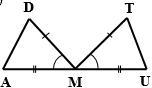 From the information given, determine which triangles, if any, are congruent and state-example-1