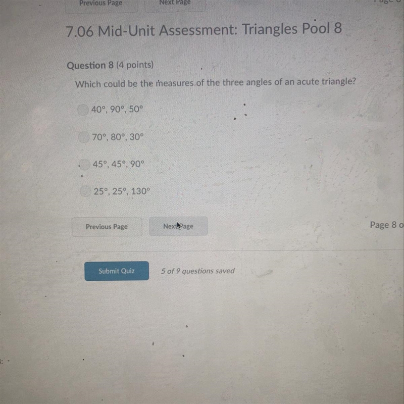 Which could be the mensures of three angles of an acute triangle-example-1