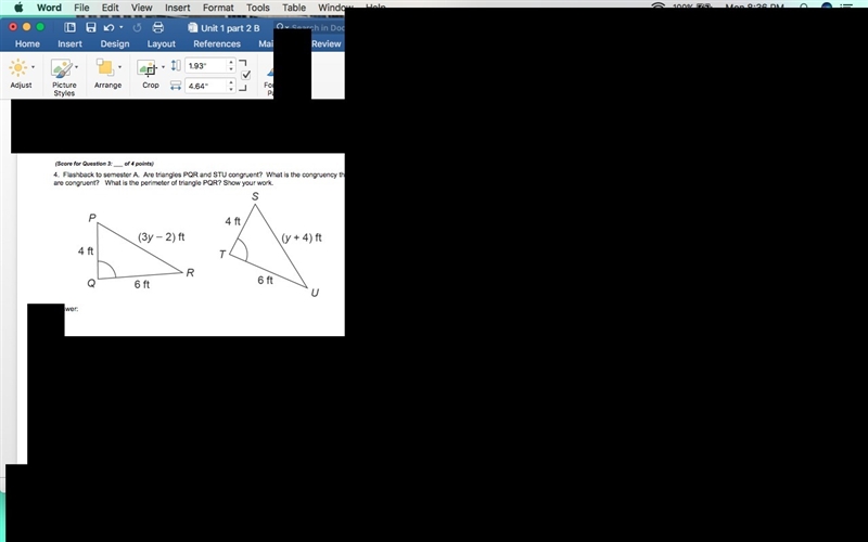 Flashback to semester A. Are triangles PQR and STU congruent? What is the congruency-example-1