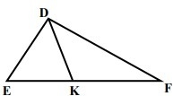 Suppose DK is an angle bisector of △DEF. Given: EK=2, FK=5, DF=10. Find DE.-example-1