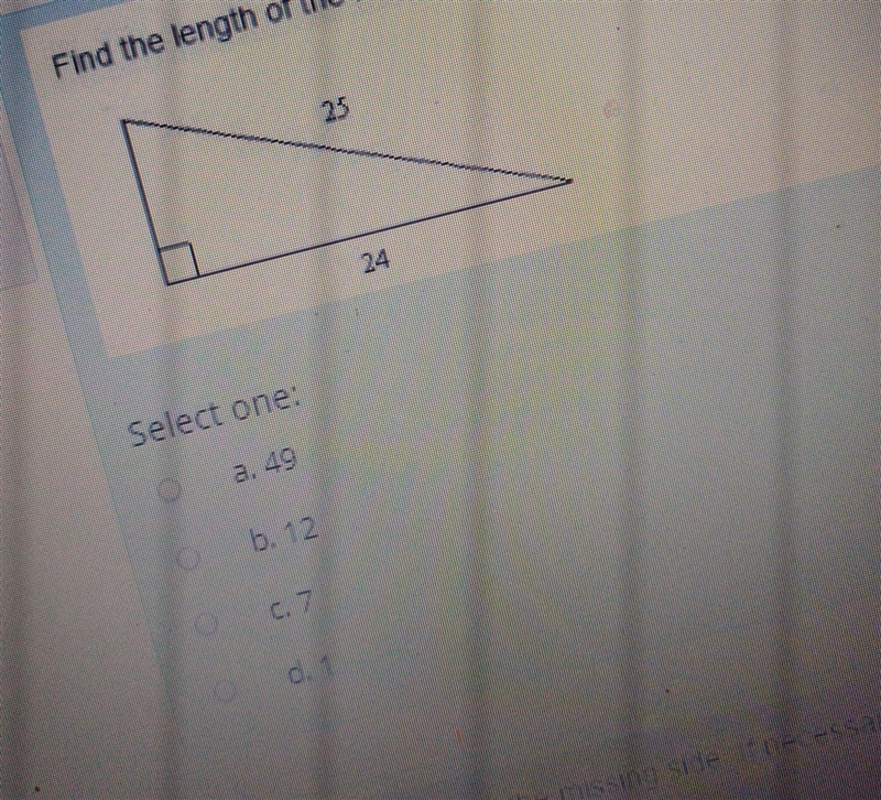 Find the length of the missing side. round to the nearest whole number​-example-1