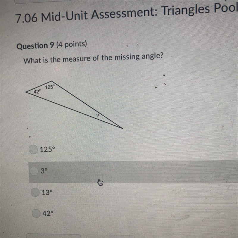 What is the measure of the missing angle?-example-1