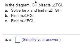 Use an angle bisector to find angle measurement question in attachments-example-1