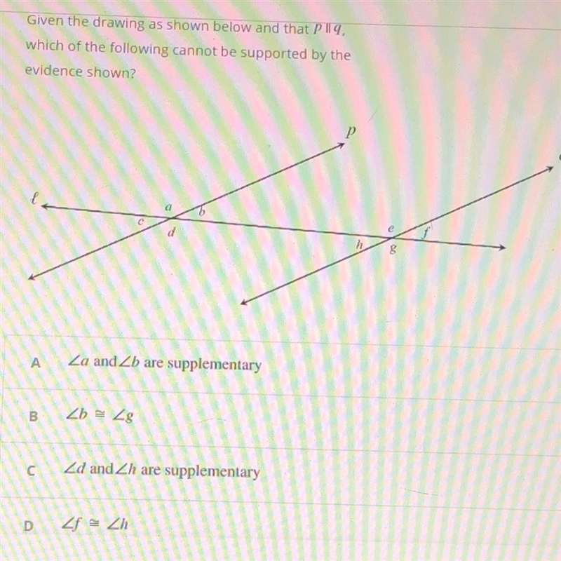 Given the drawling a shown below and that p||q, which of the following cannot be supported-example-1