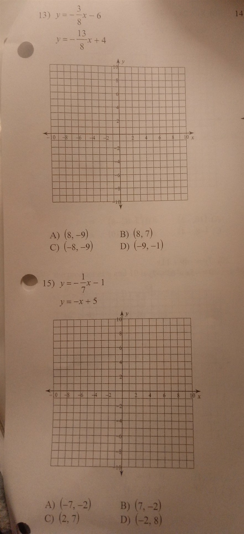 13 and 15 solve each problem by graphing and slope intercept​-example-1