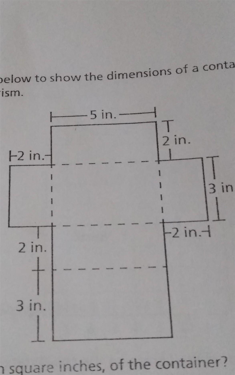 A student drawer the net below to show the dimensions of a container that Is shaped-example-1