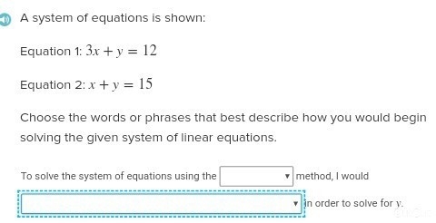 Pick One... To solve the system of equations using the (Elimination, Substitution-example-1