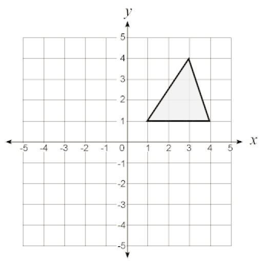 Brooke wants to rotate this triangle 90° clockwise about the origin. Which other transformation-example-1