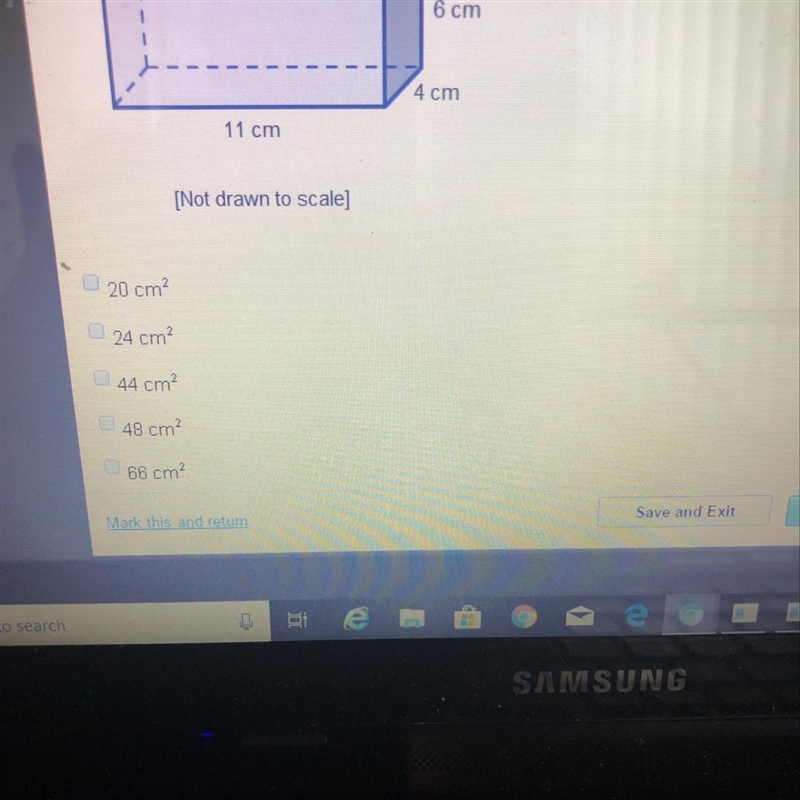 Which could be the area of one face of the rectangular prism?Check all that apply-example-1