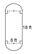 Two semicircles are attached to the sides of a rectangle as shown. What is the area-example-1