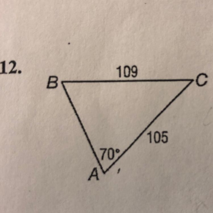 Solve the triangle given two side lengths and one angle measure.-example-1