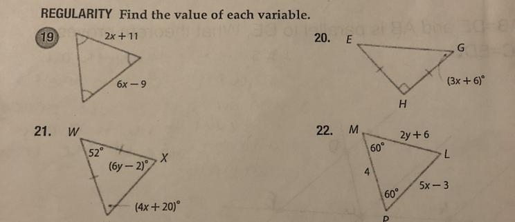 Find the value of each variable. 40 points-example-1