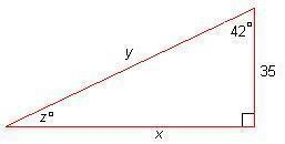 Fill in the blank. In the triangle below, y = _. Round your answer to two decimal-example-1