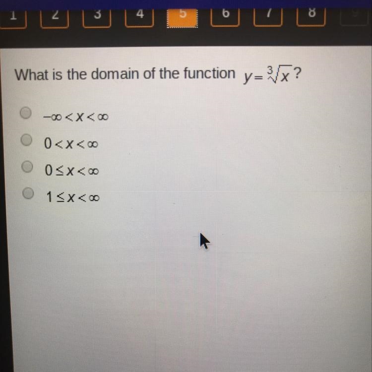 What is the domain of the function y = ^3 sqrt x ??-example-1