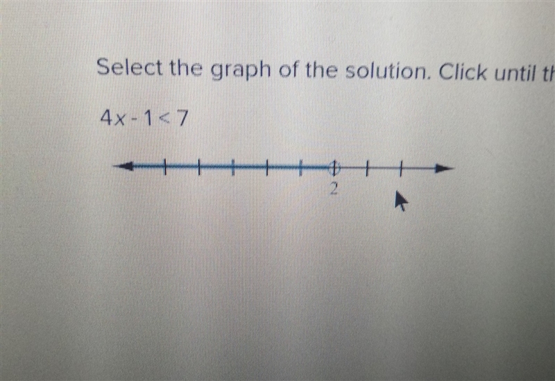 Select the graph of the solution click until the correct graph appears 4x - 1 &lt-example-1