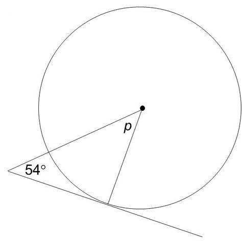 Find the m∠p. 54 90° 27° 36°-example-1