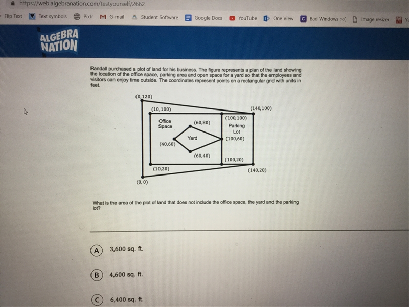 Randall purchased a plot of land for his business. The figure represents a plan of-example-1