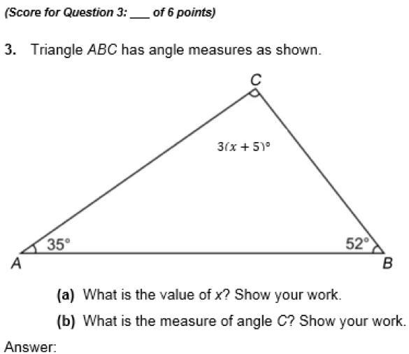 HELP ASAP!!!!!! Tringle ABC has angle measures as shown. (a) what is the value of-example-1