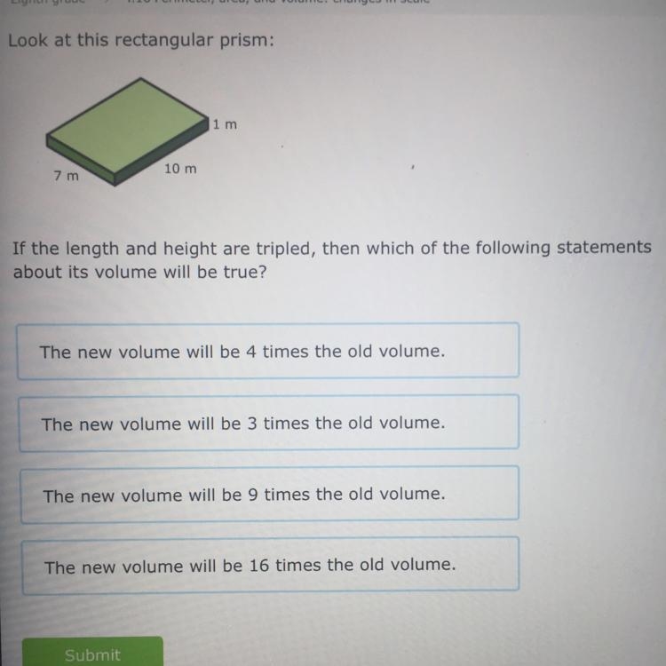 Which of the following statements about its volume will be true?-example-1