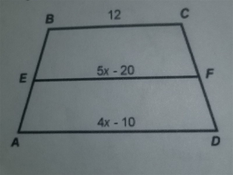 Line EF is the median of the trapezoid ABCD. The median connects the midpoint of the-example-1