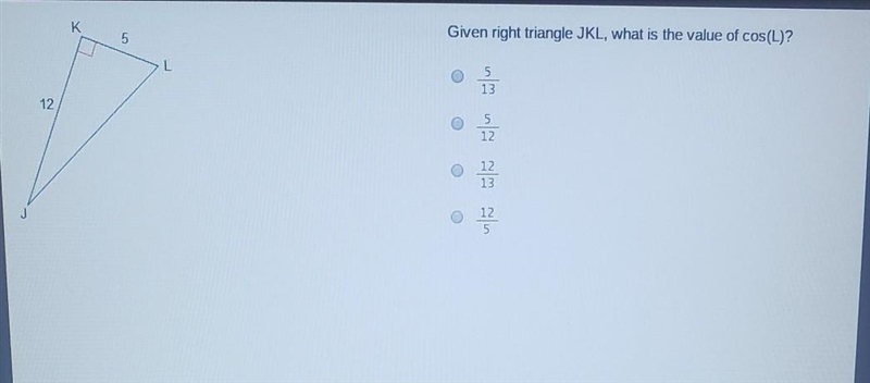 What is the value of cos (L)?​-example-1