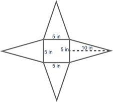 PLEASE HELP! ASAP! ;W; The net of a pyramid is shown below: The surface area of the-example-1