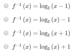 What is the inverse of the function? f(x)=3^x-1-example-1