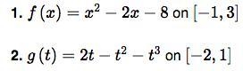 Calculus: For problems 1 & 2 determine all the number(s) c which satisfy the conclusion-example-1