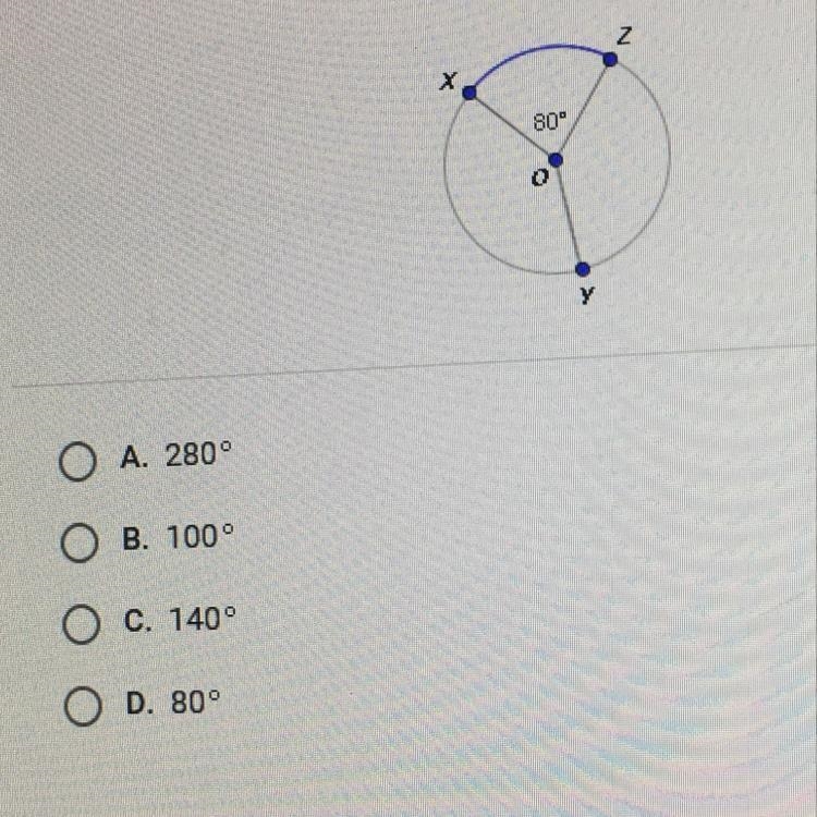 PLEASE HELP ME Given O below, if XY and YZ are congruent, what is the measure of YOZ-example-1