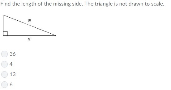 Find the length of the missing side. The triangle is not drawn to scale.-example-1