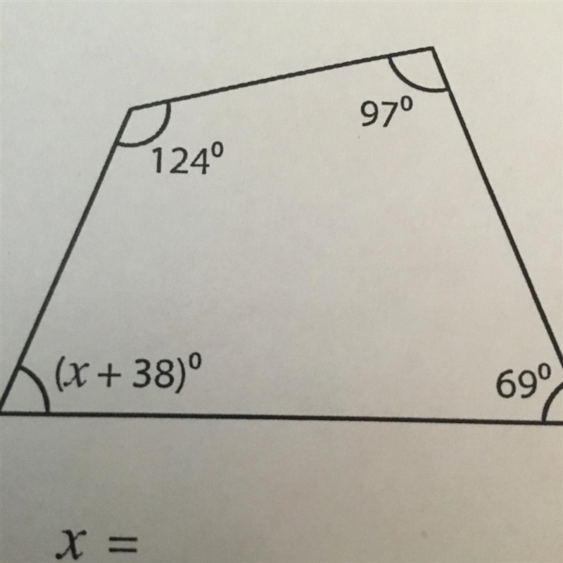 Find the value of x in each quadrilateral.-example-1