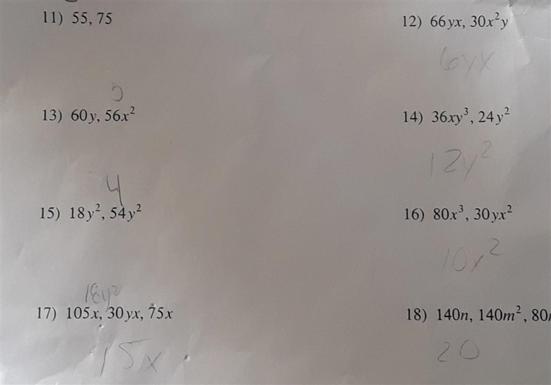 Help please greatest common factor find the GCF of each must show work ​-example-1