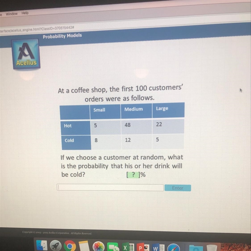 At a coffee shop, the first 100 customers' orders were as follows. Small Medium Large-example-1