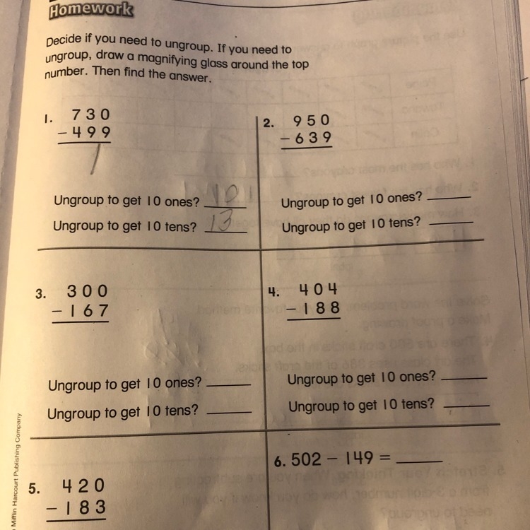 How do you ungroup a 3 digit number? My nephew is working on his homework and I have-example-1