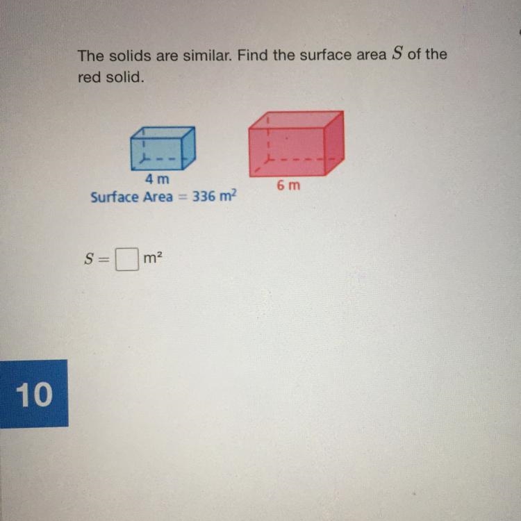 The solids are similar. Find the surface area S of the red solid.-example-1