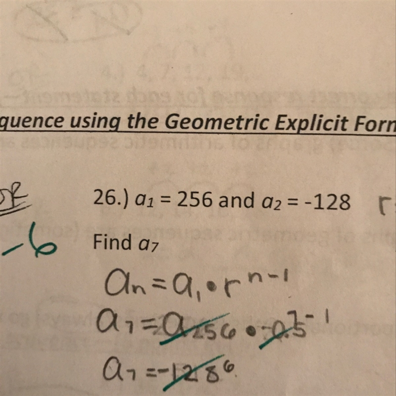 Find the specified term in each sequence using the Geometric Explicit Formula-example-1