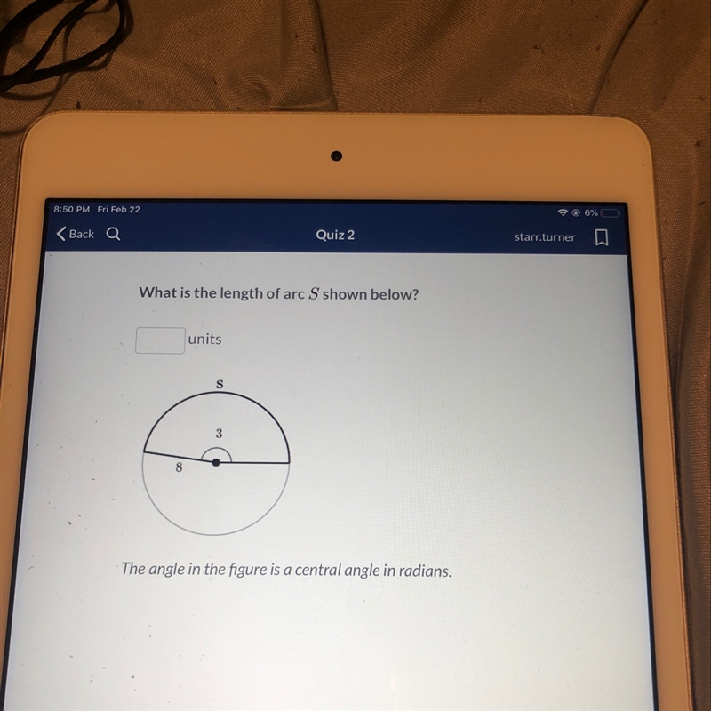 What is the length of arc S shown below?-example-1