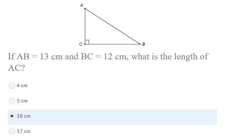 If AB = 13 cm and BC = 12 cm, what is the length of AC?-example-1